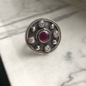 Ring Ruby White Topaz Sterling Silver